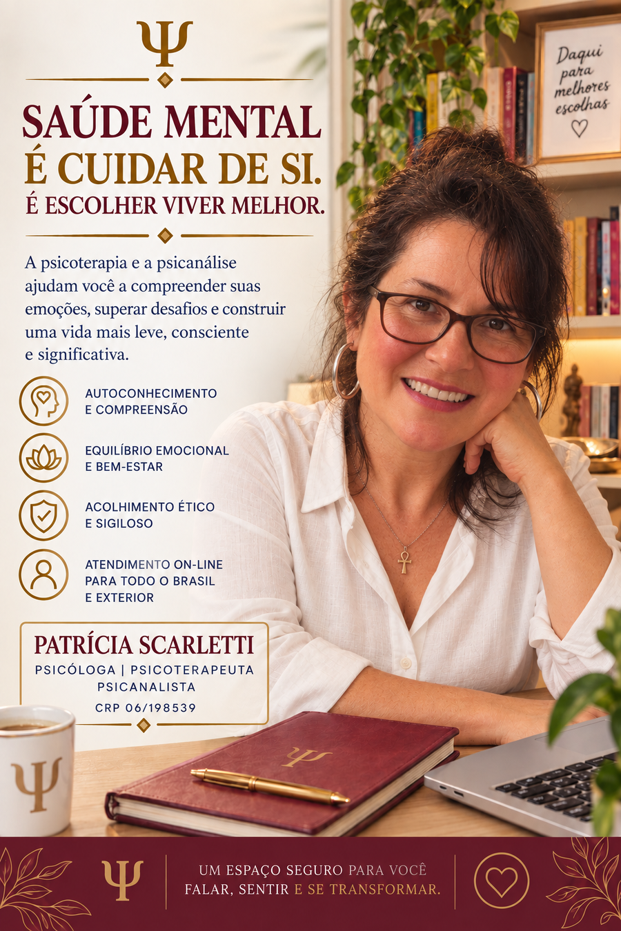 Folder de apresentação dos atendimentos de Patrícia Scarletti
